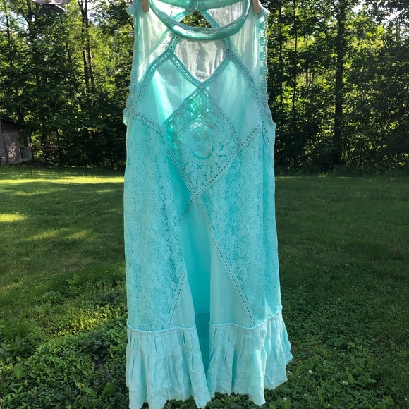 Free People One Angel Lace Tiffany blue dress - Picture 2 of 8